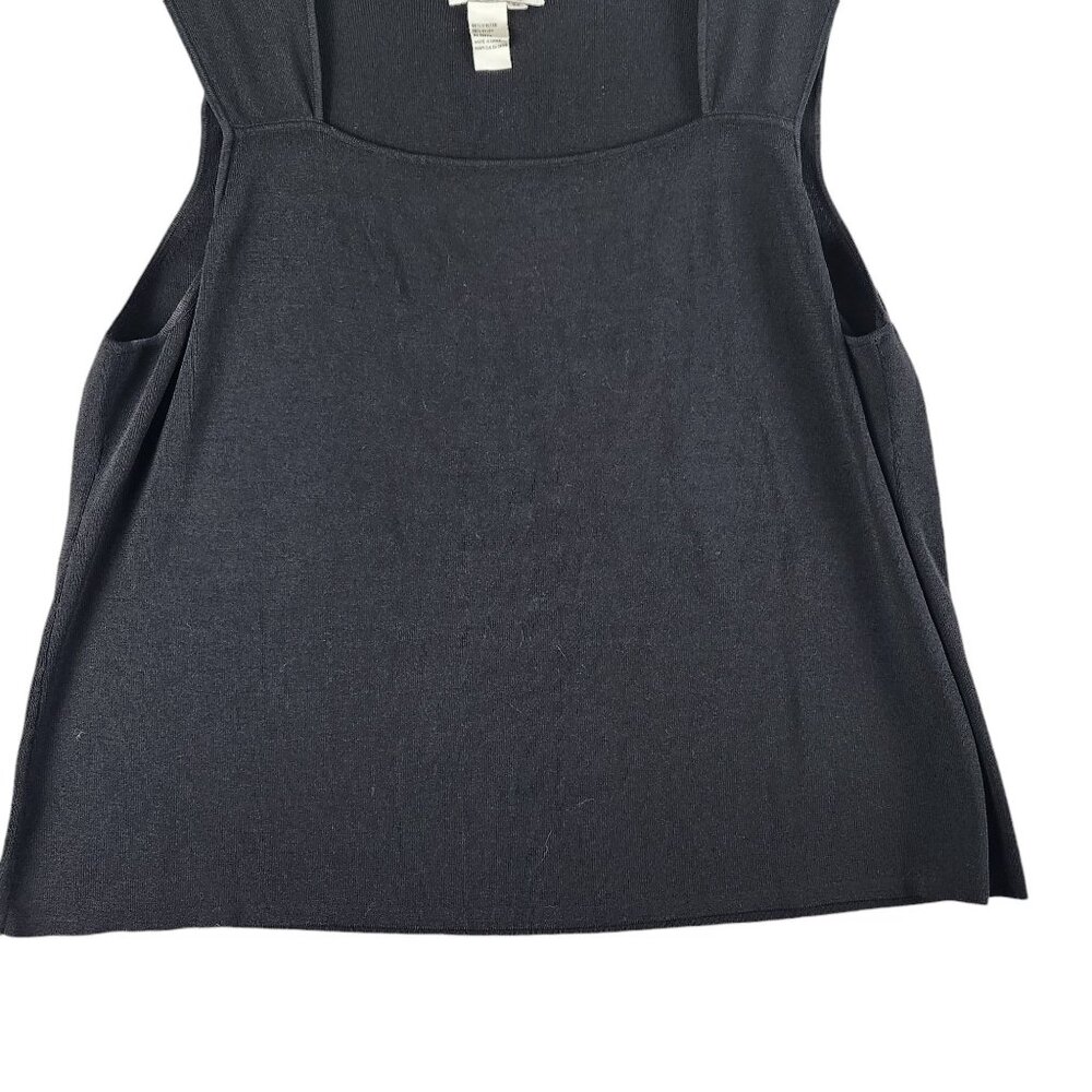 Joseph A. Womens Sleeveless Black Top Size 3X Square Neck Knit Office - Picture 4 of 5